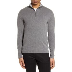 Zachary Prell NWT Men's Quarter Zip Pullover Sweater Gray Cotton Cashmere Small